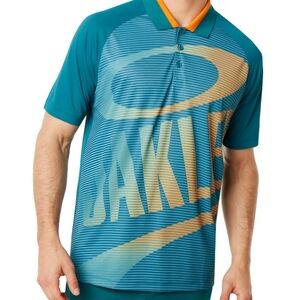 Men's Oakley Golo Polo Petrol Short Sleeve Golf Shirt size XL Turquoise Green